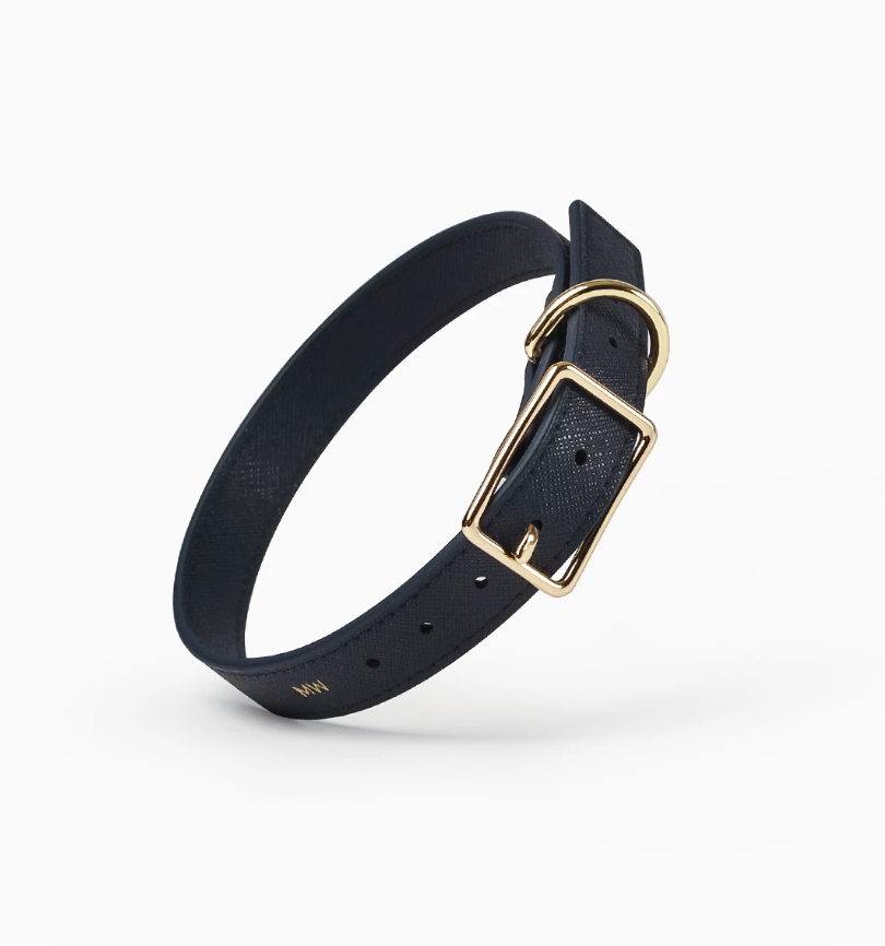 Classic Navy Leather Collar