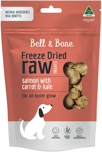 Freeze Dried Dog Treats - Salmon with Carrot and Kale 100g