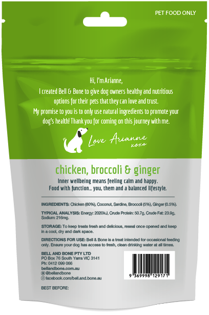 Freeze Dried Dog Treats - Chicken with Broccoli and Ginger 100g