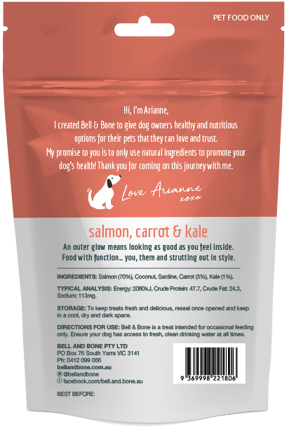 Freeze Dried Dog Treats - Salmon with Carrot and Kale 100g
