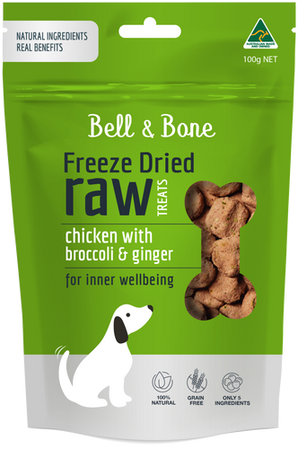 Freeze Dried Dog Treats - Chicken with Broccoli and Ginger 100g
