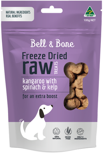 Freeze Dried Dog Treats - Kangaroo with Spinach and Kelp 100g